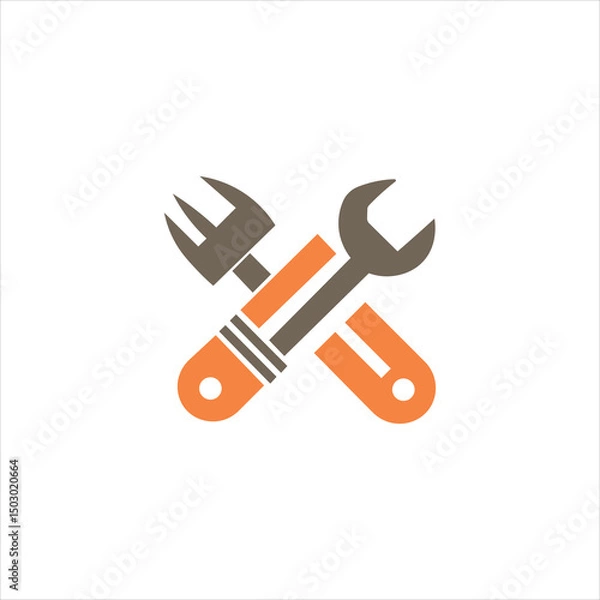 Obraz Repair, tools icon. Orange vector sketch design.