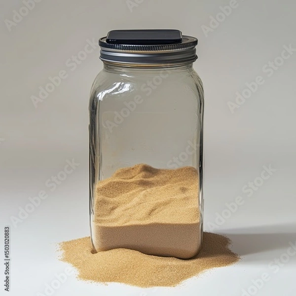 Fototapeta Digital Detox Concept with Phone in a Jar of Sand