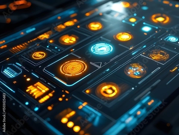 Fototapeta Futuristic Technology Interface Abstract Digital Dashboard Design