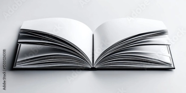Fototapeta Open Book displaying Blank Pages on a Plain Background for Mockup