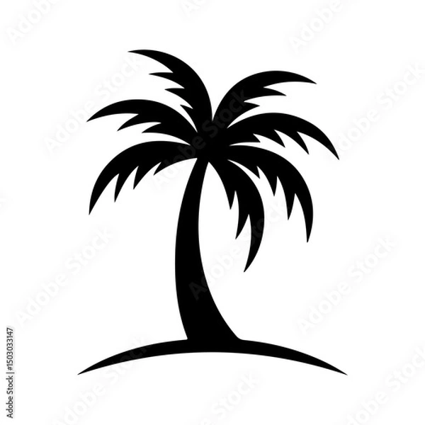 Fototapeta palm tree black icon Silhouette vector style with white background 