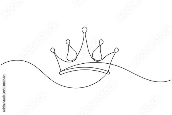Obraz Crown continuous one line drawing and minimalist style isolate outline vector icon