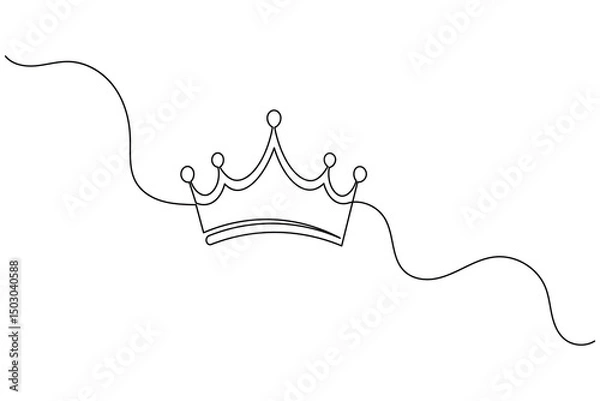 Obraz Crown continuous one line drawing and minimalist style isolate outline vector icon