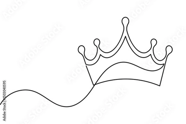 Obraz Crown continuous one line drawing and minimalist style isolate outline vector icon