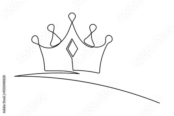 Obraz Crown continuous one line drawing and minimalist style isolate outline vector icon