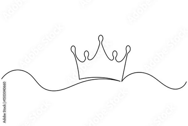 Obraz Crown continuous one line drawing and minimalist style isolate outline vector icon