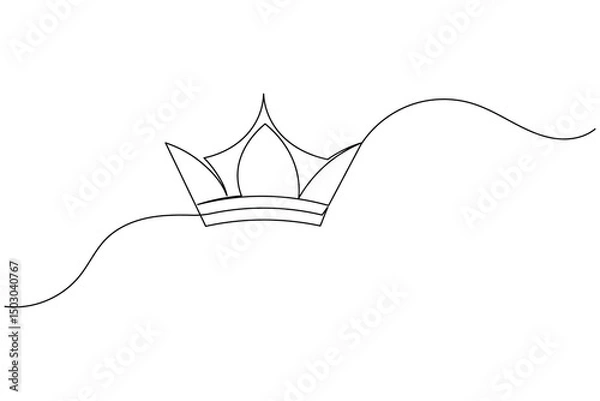 Obraz Crown continuous one line drawing and minimalist style isolate outline vector icon
