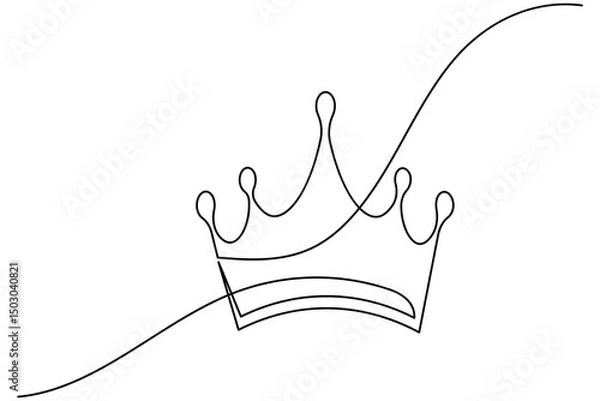 Obraz Crown continuous one line drawing and minimalist style isolate outline vector icon