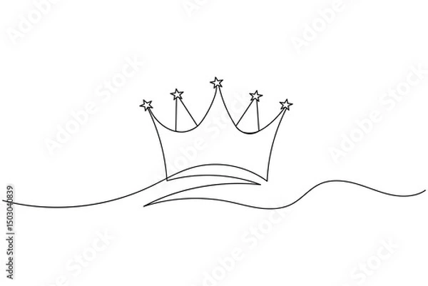 Obraz Crown continuous one line drawing and minimalist style isolate outline vector icon