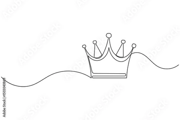 Obraz Crown continuous one line drawing and minimalist style isolate outline vector icon