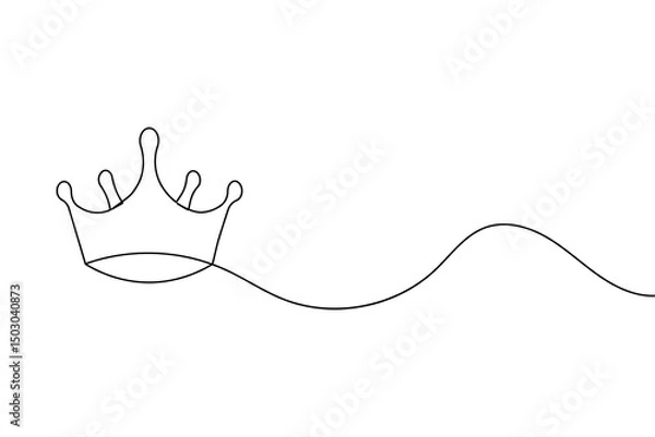 Obraz Crown continuous one line drawing and minimalist style isolate outline vector icon