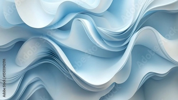 Fototapeta Abstract Blue Paper Wave Layers Background Texture