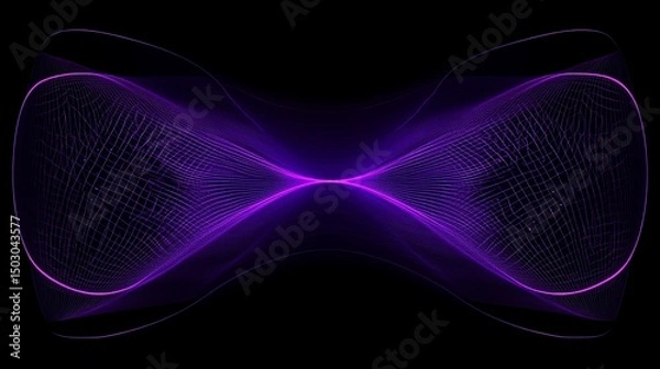 Fototapeta Abstract Purple Energy Flow: Dynamic Grid Lines in Dark Space