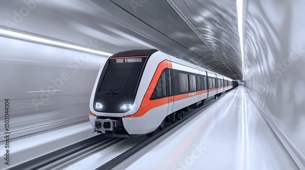 Fototapeta High-Speed Rail Transit System in Modern Tunnel