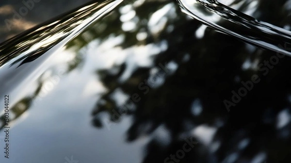 Obraz Reflective Black Surface with Tree Silhouette