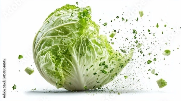 Fototapeta Dynamic Cabbage Explosion: Freshness in Motion