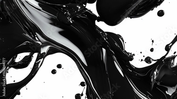 Fototapeta Abstract Black Liquid Dynamic Splashes and Swirls
