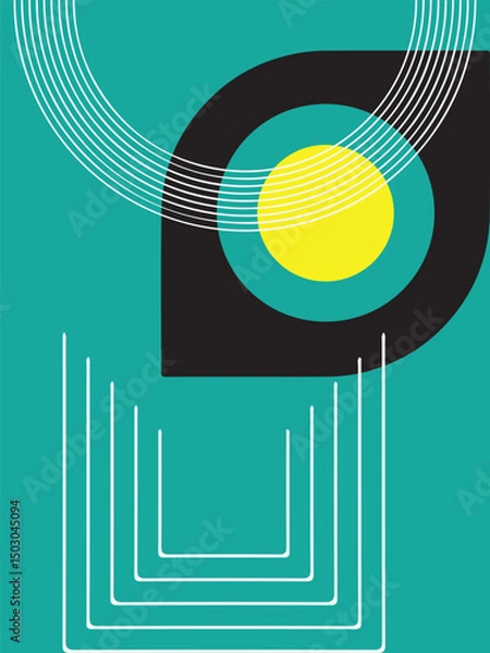 Fototapeta Modern Abstract Art with Geometric Shapes and Bold Colors