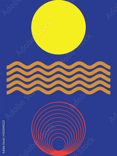 Fototapeta Minimalist Geometric Abstract Composition in Clean Vector Style