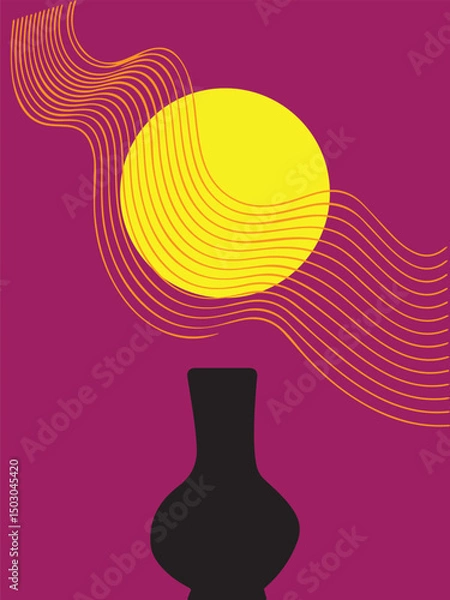 Fototapeta Contemporary Abstract Design Featuring Circles, Triangles, and Lines