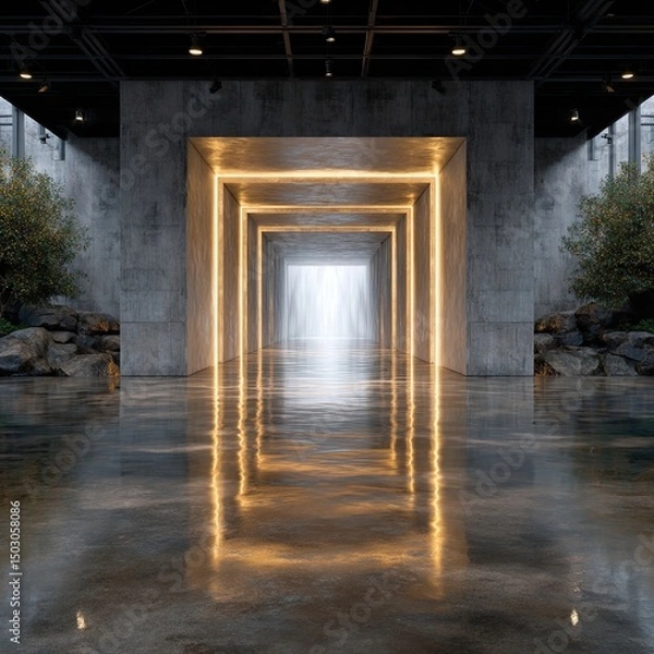 Fototapeta Glowing doorway doorway symbolism with surreal glowing doorway symbolism in ambient space for emotional visual storytelling.	