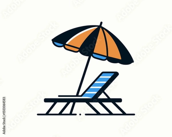 Obraz lounge chair and umbrella logo icon