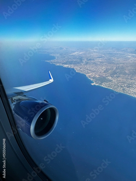 Fototapeta Beautiful view from the plane on the ocean coast