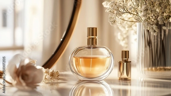 Obraz Luxury Perfume Bottles on Elegant Vanity Table