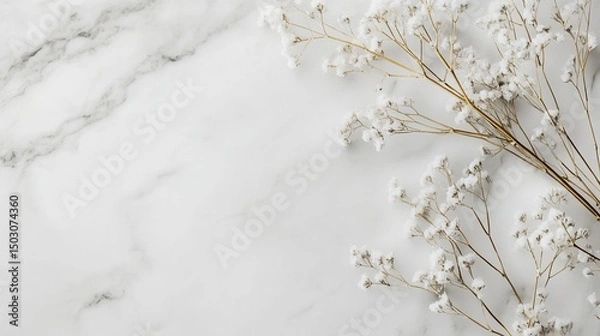 Obraz Elegant White Flowers on Marble Background