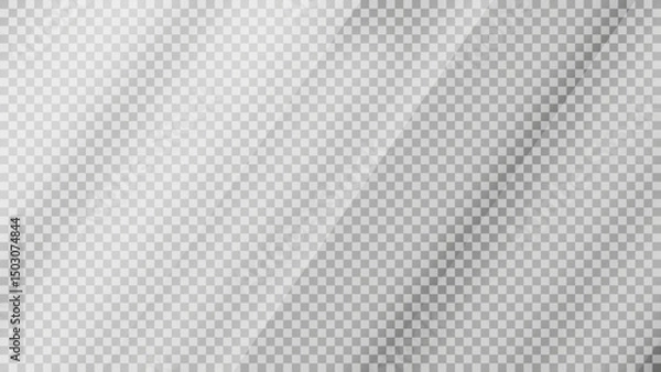 Fototapeta Glass plate on transparent background. Acrylic and glass texture with glares, light, and reflection. Realistic transparent glass window, mirror background. Vector