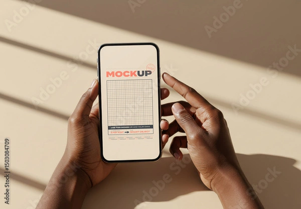 Obraz Hand Holding Cellphone Screen Mockup