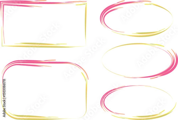 Fototapeta pink yellow decorative art line pattern frames shapes collection