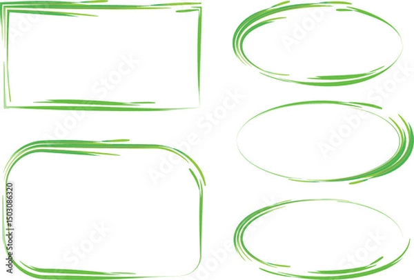 Fototapeta bright green decorative art line pattern frames shapes collection