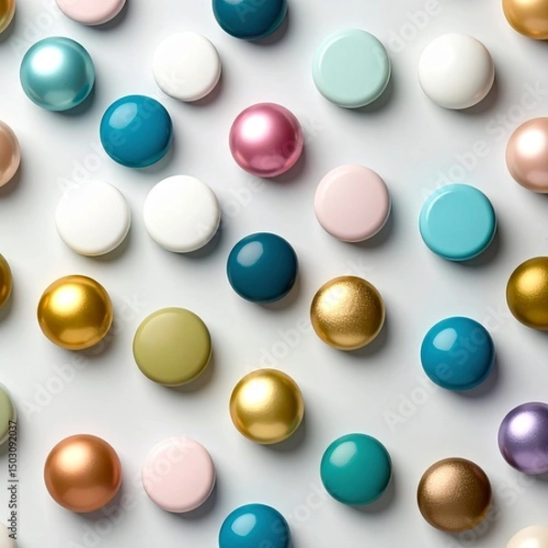 Fototapeta Colorful Seamless Pattern of Circular Shapes on a Light Background for Creative Projects and Designs