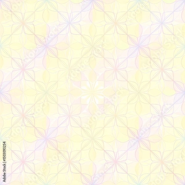 Fototapeta Soft Pastel Seamless Floral Pattern with Geometric Shapes and Gentle Colors for Backgrounds and Textiles