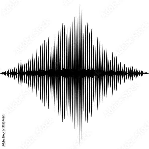 Obraz Voice waveform – black AI sound-frequency graphic on white