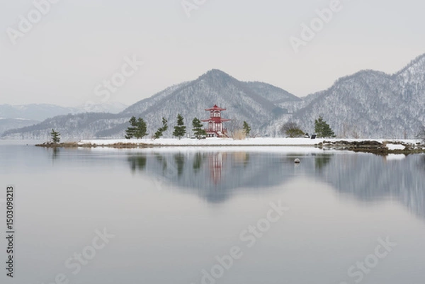 Obraz lake and mountains in winter