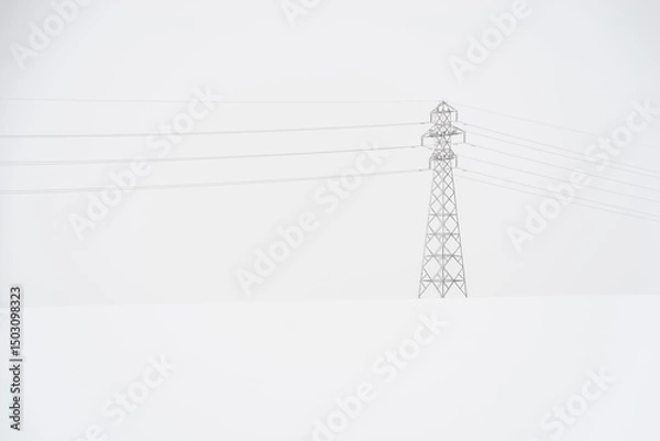 Obraz high voltage power lines in winter 