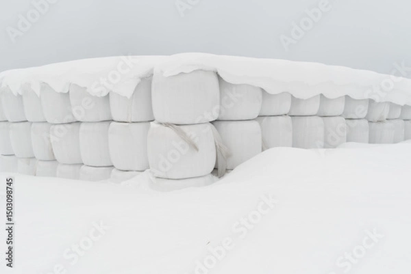 Obraz snow covered haystacks