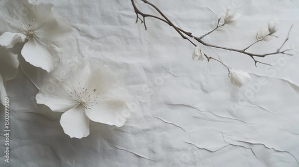 Obraz A minimalist white handmade paper with subtle imperfections.