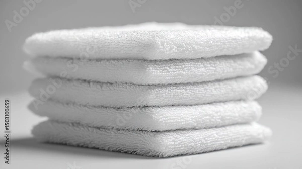 Fototapeta Stack of Soft White Terrycloth Towels