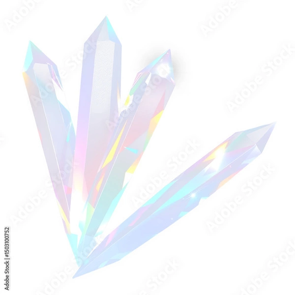 Fototapeta Crystal prism flare with light glow and rainbow reflection, PNG sparkle effect and beam in 16 design on transparent crystal background PNG.