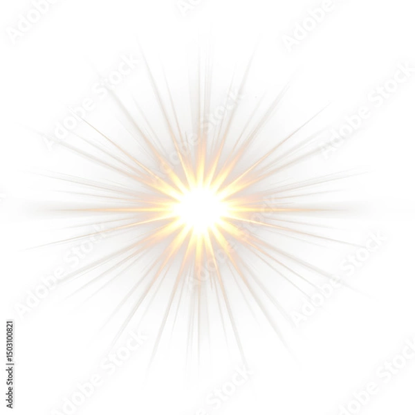 Fototapeta PNG glow and starlight flash with sparkle beam on night background, galaxy starscape with bright light shimmer, magical space shine and isolated starburst design for fantasy use PNG.