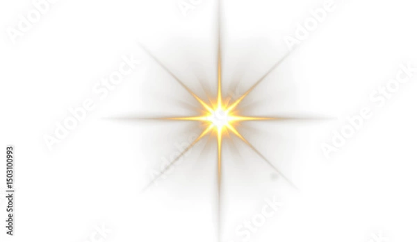 Fototapeta PNG star glow with flash beam and starlight sparkle in abstract night background.