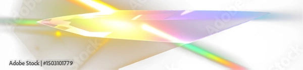 Fototapeta Crystal glow and prism sparkle beam over rainbow reflection and light flare, transparent background with PNG shine and glitter crystal elements in abstract design effect and crystal surface PNG.
