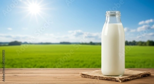 Obraz milk in a glass nature background