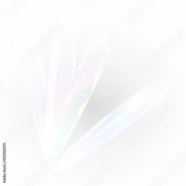 Fototapeta Crystal glow and prism sparkle beam over rainbow reflection and light flare, transparent background with PNG shine and glitter crystal elements in abstract design effect and crystal surface PNG.