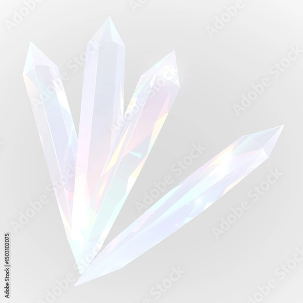 Fototapeta Crystal glow and prism sparkle beam over rainbow reflection and light flare, transparent background with PNG shine and glitter crystal elements in abstract design effect and crystal surface PNG.
