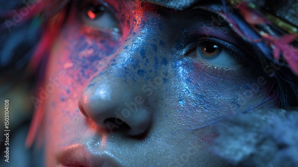 Obraz Mystical Beauty with Glitter and Face Paint.