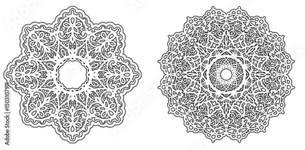 Fototapeta two types of black and white circular lace